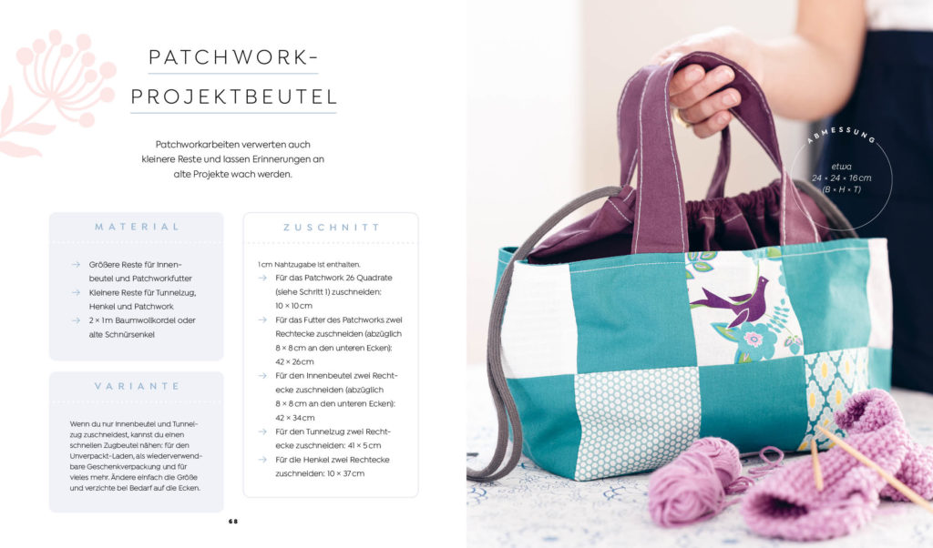 Buch: Einfach nachhaltig nähen – Projekt Patchwork-Projektbeutel aus kleinen Lieblingsresten