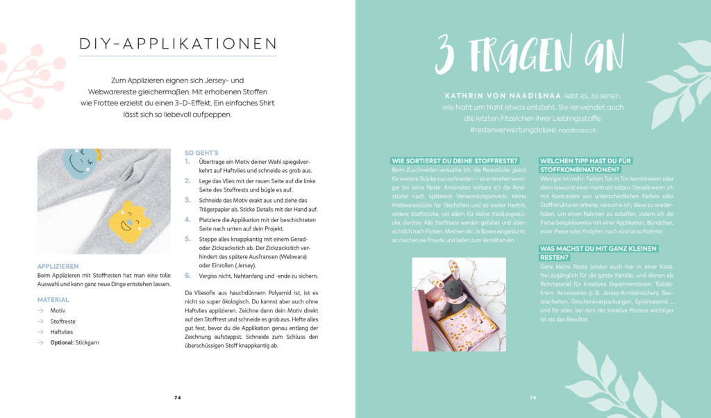 Buch: Einfach nachhaltig nähen – DIY-Applikationen Tutorial und Interview mit Kathrin von naadisnaa.ch zum Thema Resteverwertung