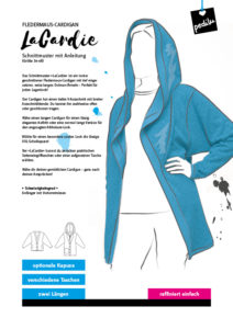 E-Book LaCardie (Cardigan mit Fledermausärmeln und optionaler XXL-Schalkapuze) | pedilu