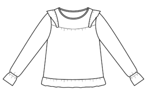LaNanna Blouse, technische Zeichnung, Boho-Stufe 4: Schulter-Rüsche
