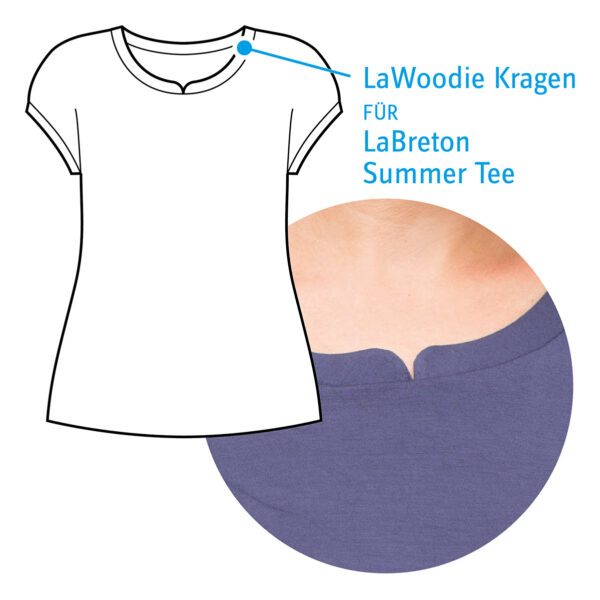 LaWoodie Kragen für LaBreton Summer Tee von pedilu | Übersicht mit technischer Zeichnung