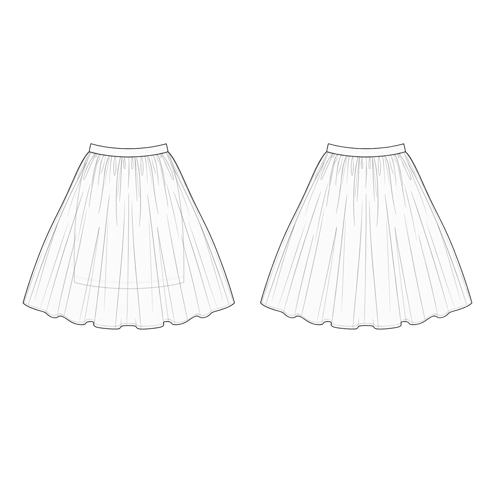 LaTulla Skirt von pedilu, technische Zeichnung